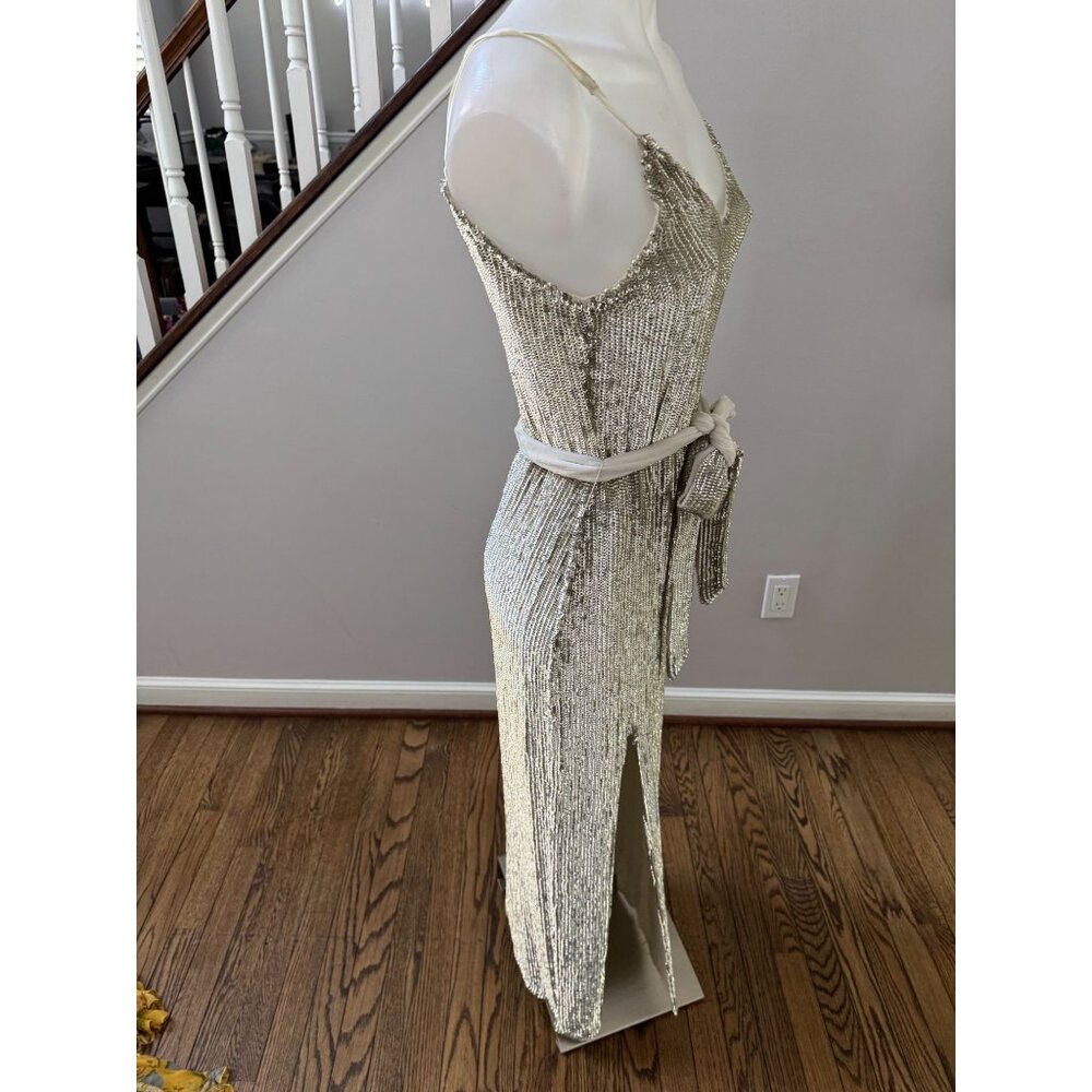 Retrofête Gold Sequin Slip Dress – XS • Metallic Evening Gown • Holiday / NYE - Picture 8 of 10